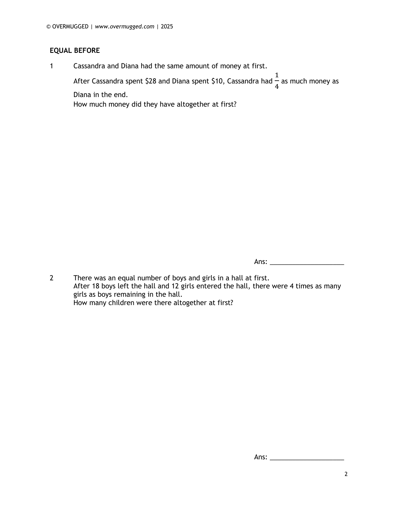 Primary 4 Math resource sample page